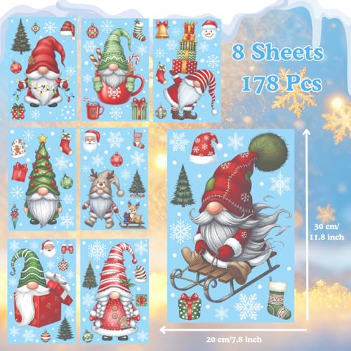 226 PCS Snowflake Window Clings, Reusable Winter Window Decals for Holiday Decor M46237