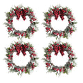 idyllic 4 PCS 12 Inch Christmas Wreath Set - Christmas Candle Rings Wreaths with Pine and Berries, Small Artificial Window Wreaths for Home, Kitchen, Table, Candle Decor, Holiday Decoration