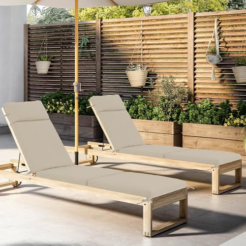 Chaise Lounge Cushion 72x21x3 Inch Set of 2 Outdoor Patio Cream B783089