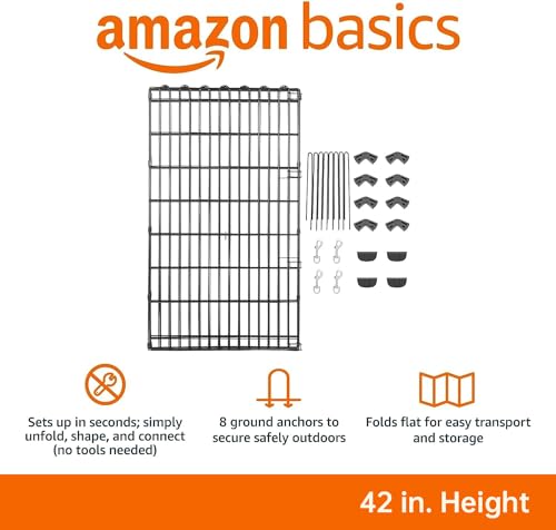 Amazon Basics Foldable Octagonal Metal Dog Playpen, Extra Large, Black G18040