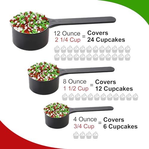 Christmas Sprinkles Mix - 12oz Resealable Bag - Red Green White Quins W612