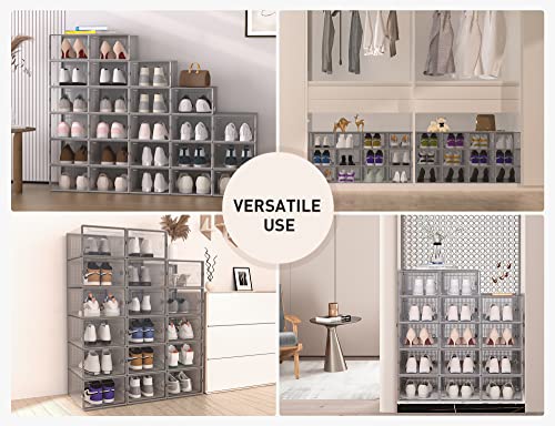 Kuject X-Large Clear Plastic Stackable Shoe Storage Boxes, 12 Pack, Blue Y142131