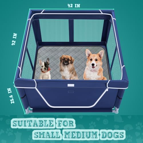 42x42x25.6 Inches Puppy Playpen with Gate for Small Dogs Indoor & Outdoor G192