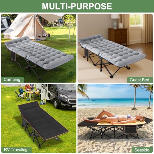 ABORON Oversized Folding Camping Cot for Adults, Double Layer 1200D, with Mat & Carrying Bag S2407