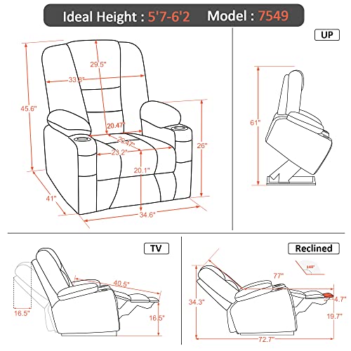 MCombo Small Power Lift Recliner Chair with Massage and Heat, Brown N356790