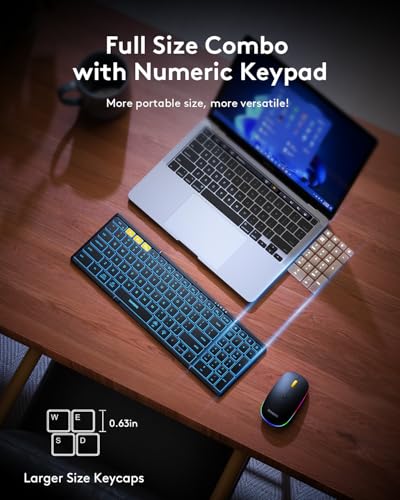Samsers Foldable Bluetooth Keyboard and Mouse Combo, 2.4G + BT5.0, USB-C Rechargeable, for Windows Android iOS Mac OS N54454