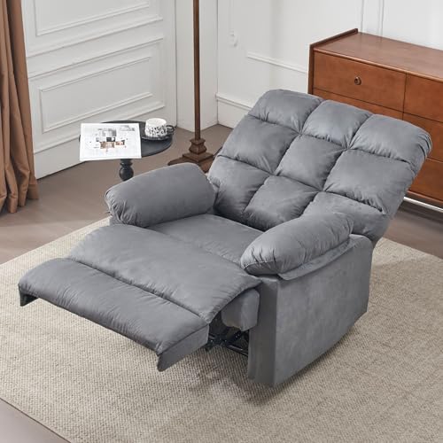 Rocker Recliner Chair for Adults, Upholstered Fabric, Gray Q751300