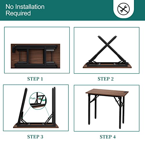 TEMI Folding Desk with USB & Socket 31.5", Rustic Brown S30688
