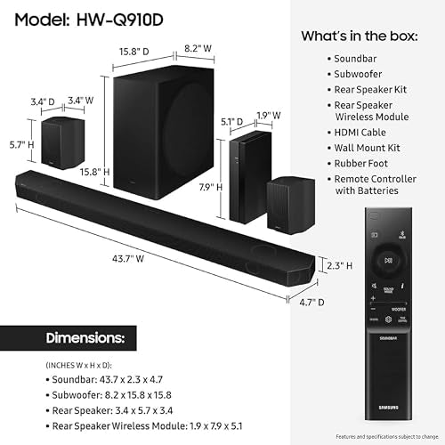 SAMSUNG Q990D 11.1.4ch Soundbar with Wireless Dolby Atmos and Rear Speakers M1387
