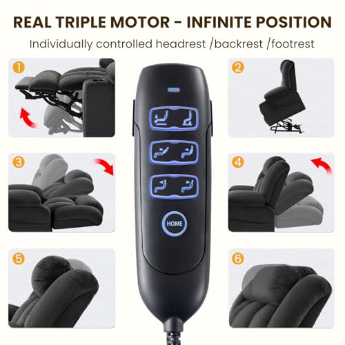 Power Lift Recliner Chair for Elderly with Heat and Massage, Grey R7895