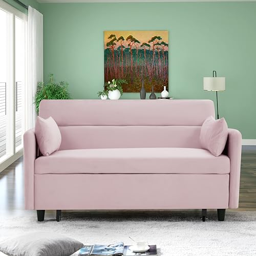 54" Convertible Sofa Bed, 3-in-1 Sleeper Sofa with Pull-Out Bed, Gray W416989