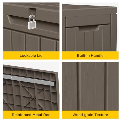 EAST OAK 60 Gallon Waterproof Outdoor Storage Box, Grey A4870