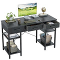 CubiCubi 47 Inch Computer Desk with 3 Drawers and Storage Shelves, Small Home Office Desk, Study Writing Table, Simple Desk for Bedroom, Black