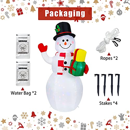 COOLWUFAN 6 FT Christmas Inflatables Santa Claus with Gifts Bag, LED Lights Outdoor Yard Decoration T979
