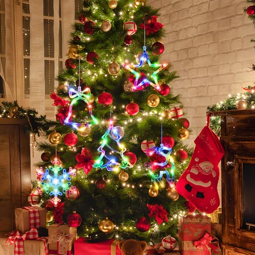 5Pack Christmas Window Lights Snowflake LED with Timer Battery Powered U214