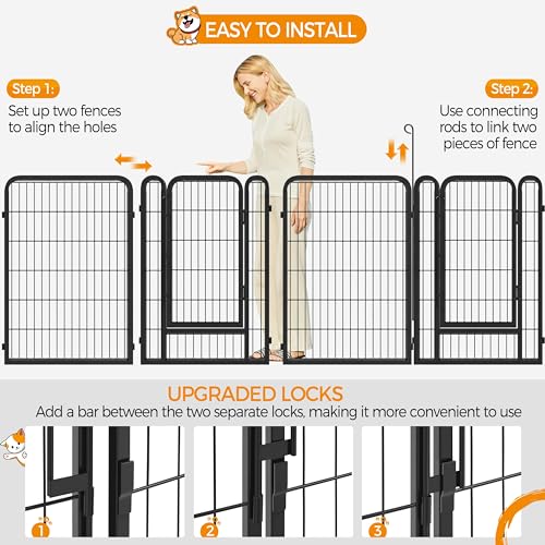 Yaheetech 8 Panels Dog Playpen, Metal 32" Dog Fence with Storage Bag S858