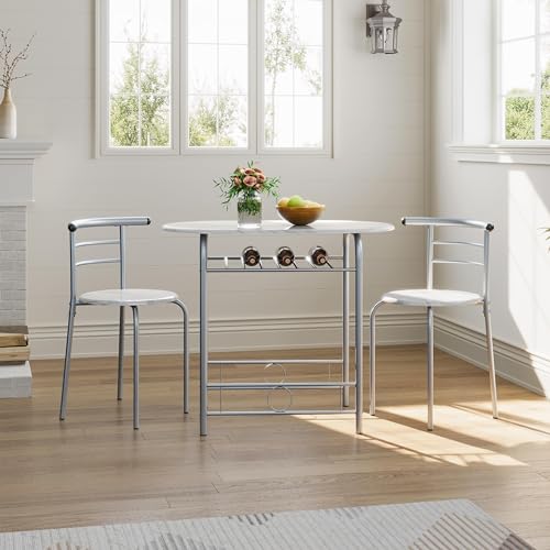 Yaheetech 3-Piece Dining Table Set with 2 Chairs, White X5971