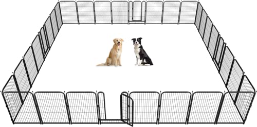 Metal Dog Playpen, 40 Inch Height 16 Panels, Large Dog Fence for Large/Medium/Small Dogs Indoor & Outdoor Bliss, Perfect Dog Pen for Camping, Yard, and RV | Black-Silver