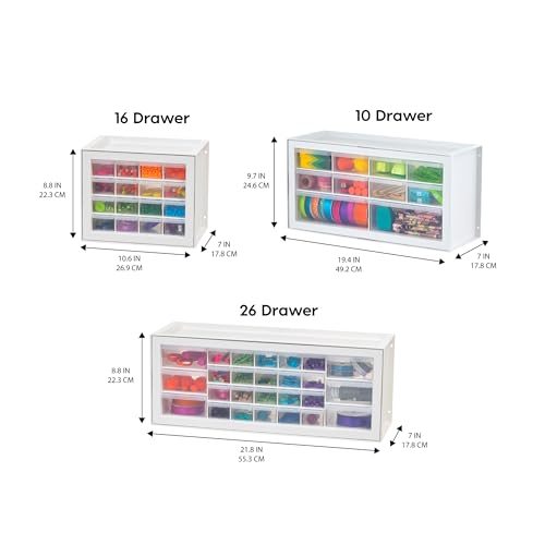 IRIS USA Plastic Drawer Storage Organizer, 24-Drawer Cabinet, White L6685