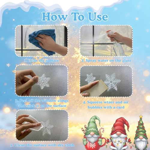 226 PCS Snowflake Window Clings, Reusable Winter Window Decals for Holiday Decor M46237