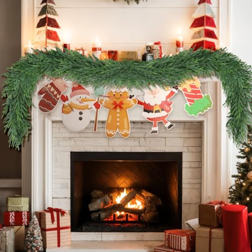 Artgar 12Ft Christmas Pine Garland, 2 Pcs Real Touch Artificial Greenery N48749