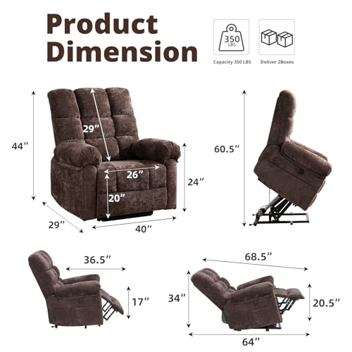 Oversized Power Lift Recliner Chair for Elderly with Massage and Heat T36815