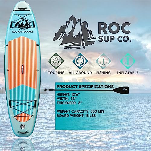 Roc Inflatable Stand Up Paddle Board with Premium Accessories, Wide Non-Slip Deck A34223