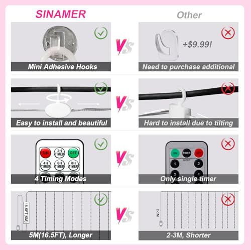 600LED Curtain Lights for Bedroom, Warm White, 8 Modes Y367582