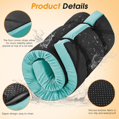 CYMULA Camping Cot Mattress 2in Memory Foam Sleeping Pad for Adults, Portable Roll Up Travel Pad R569502