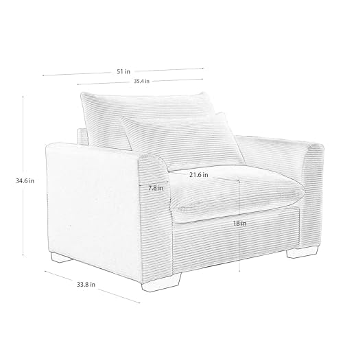 SLEERWAY Oversized Accent Chair with Lumbar Pillow, Corduroy, Brown U642730