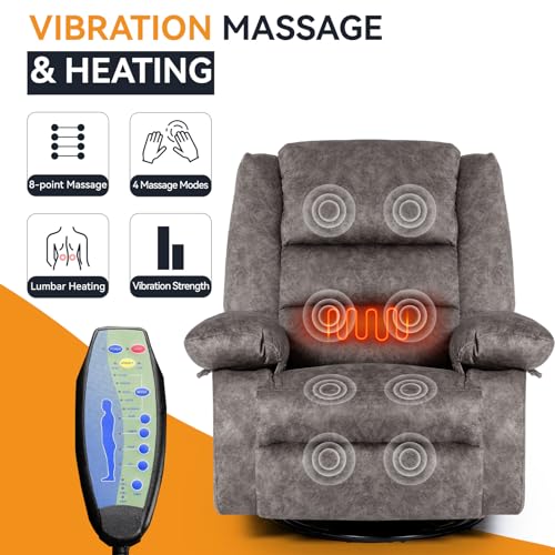 Massage Recliner Chair with Heat, 360 Degree Swivel, Ergonomic Lounge Sofa G549