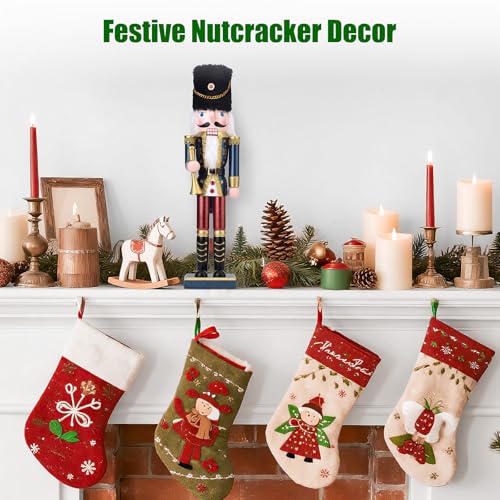 Wooden Christmas Nutcracker Soldier with Bugle, 15 Inch Handcrafted Decor B901