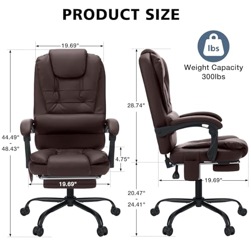 Executive Office Chair with Massage Reclining Footrest, Black Y455865