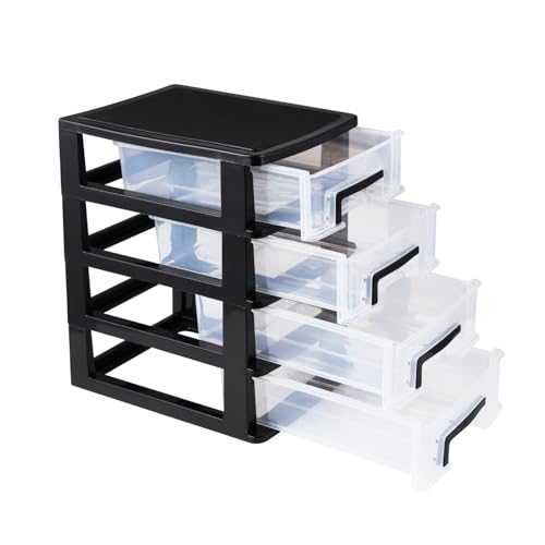 Angoily 4 Drawer Desk Organizer, Plastic Storage Box for Office and Bathroom D28845