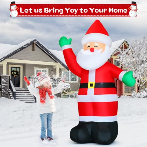 GOOSH 8.8 FT Waving Christmas Inflatables Santa Claus Outdoor Yard Decor P34196