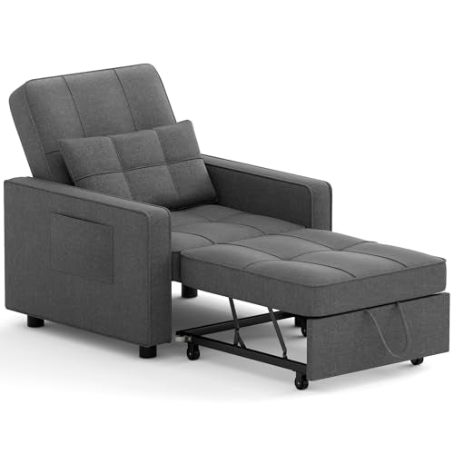 JUMMICO 3-in-1 Convertible Sleeper Sofa Bed with Adjustable Backrest, Beige L703