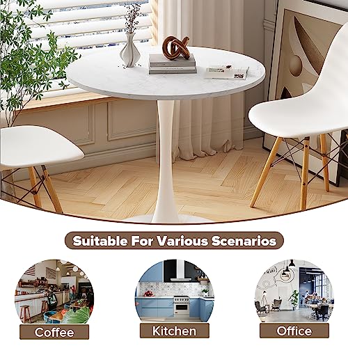 Mid-Century Tulip Round Dining Table for 4-6 People, White O978
