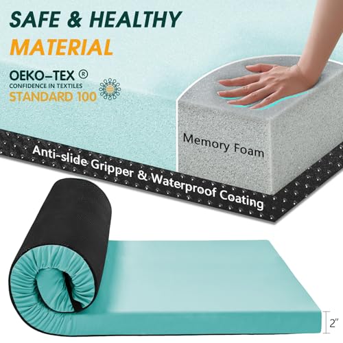 CYMULA Camping Cot Mattress 2in Memory Foam Sleeping Pad for Adults, Portable Roll Up Travel Pad R569502