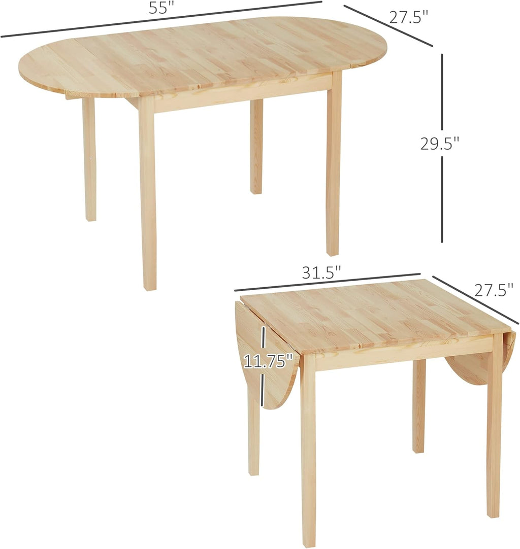 Solid Wood Drop Leaf Dining Table for Small Spaces, 55" X34182