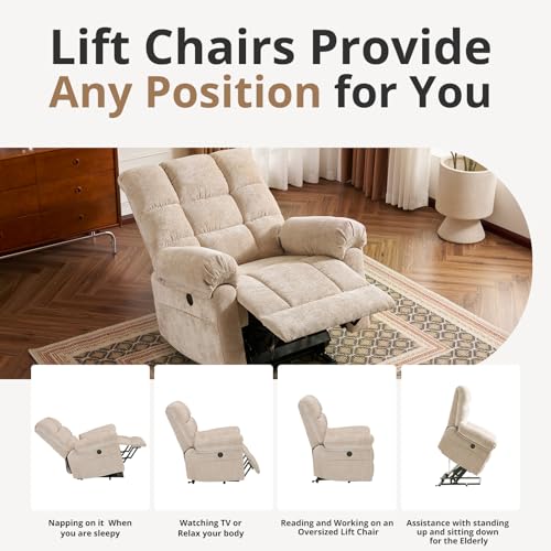 Oversized Power Lift Recliner Chair for Elderly with Massage and Heat T36815