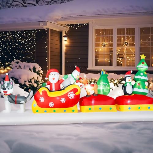 B&D 12FT Giant Christmas Inflatables Snowman Outdoor Decorations with Rotating LED Lights B36000