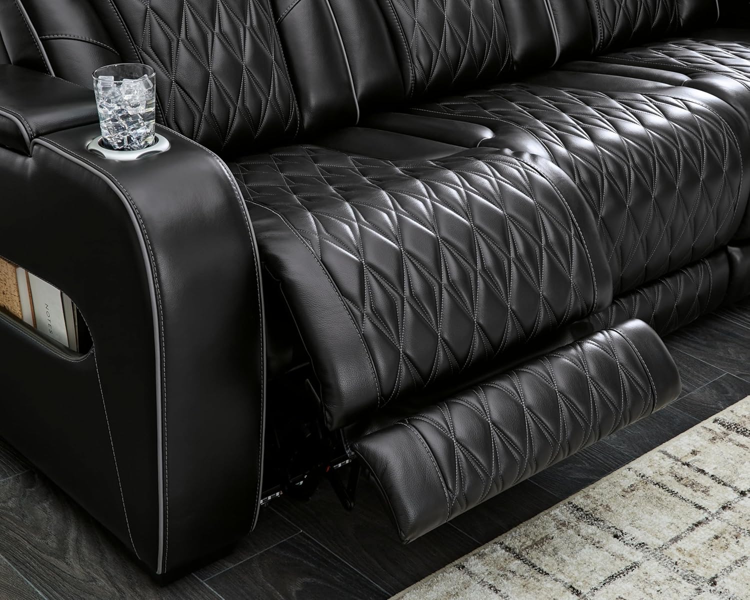 Signature Design by Ashley Boyington Power Reclining Loveseat with Console, Black V70876