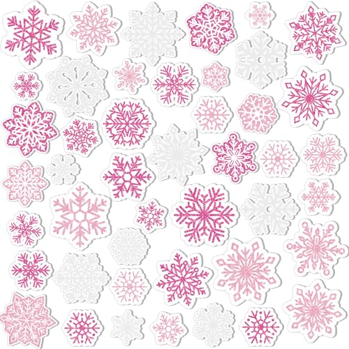 Pickmesh 45 Pcs Christmas Snowflake Window Gel Clings Removable Reusable U3538