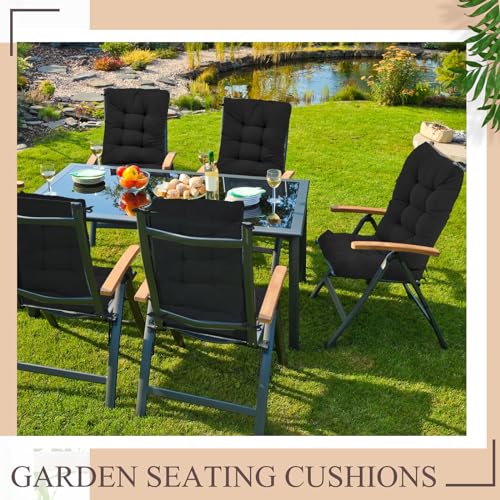 Juexica 4 Sets Outdoor Patio Chair Cushions High Back Tufted Beige D1688