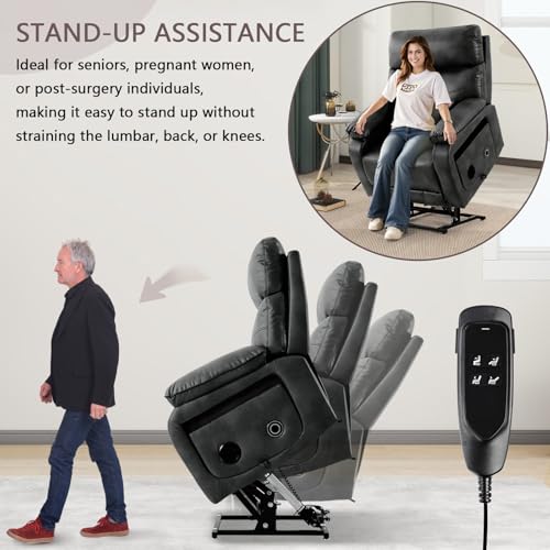 Dual Motor Power Lift Recliner Chair with Heat & Massage, Beige G98490