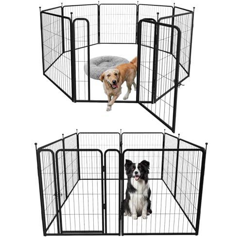 mestyl Dog Play Pen, Heavy Duty Metal Puppy Playpen with Gate, 32" Height 8 Panels Foldable S95299