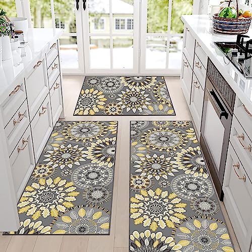 Bsmathom Farmhouse Kitchen Rugs Sets of 3, Non Slip Washable W113