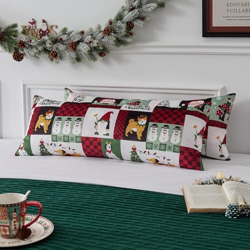 UGASA Star Christmas Decorative Pillow Covers 18x18 Inch Set of 2 Dark Green Q9265