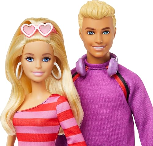 Barbie Fashionistas Set with 2 Dolls & 6 Accessories, Ken Roller-Skating Dolls, 65th Anniversary Collectible E84935
