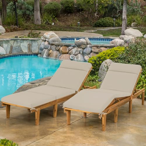 Chaise Lounge Cushion 72x21x3 Inch Set of 2 Outdoor Patio Cream B783089